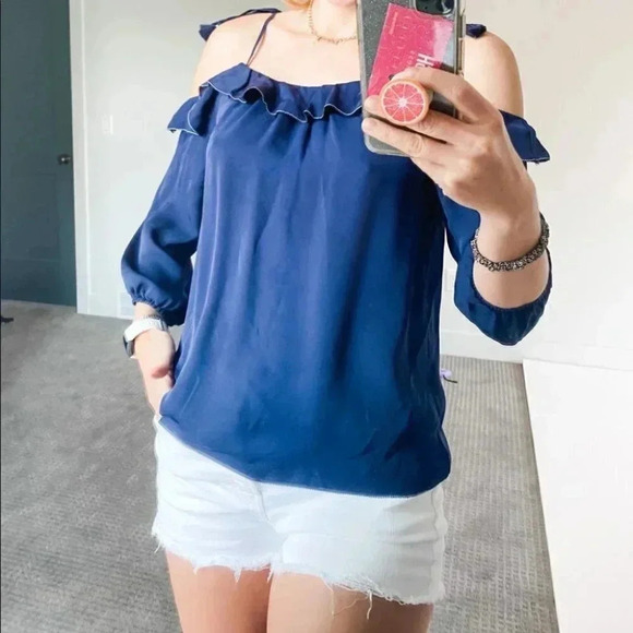 Joie Navy Off the Shoulder Blouse - Picture 1 of 10